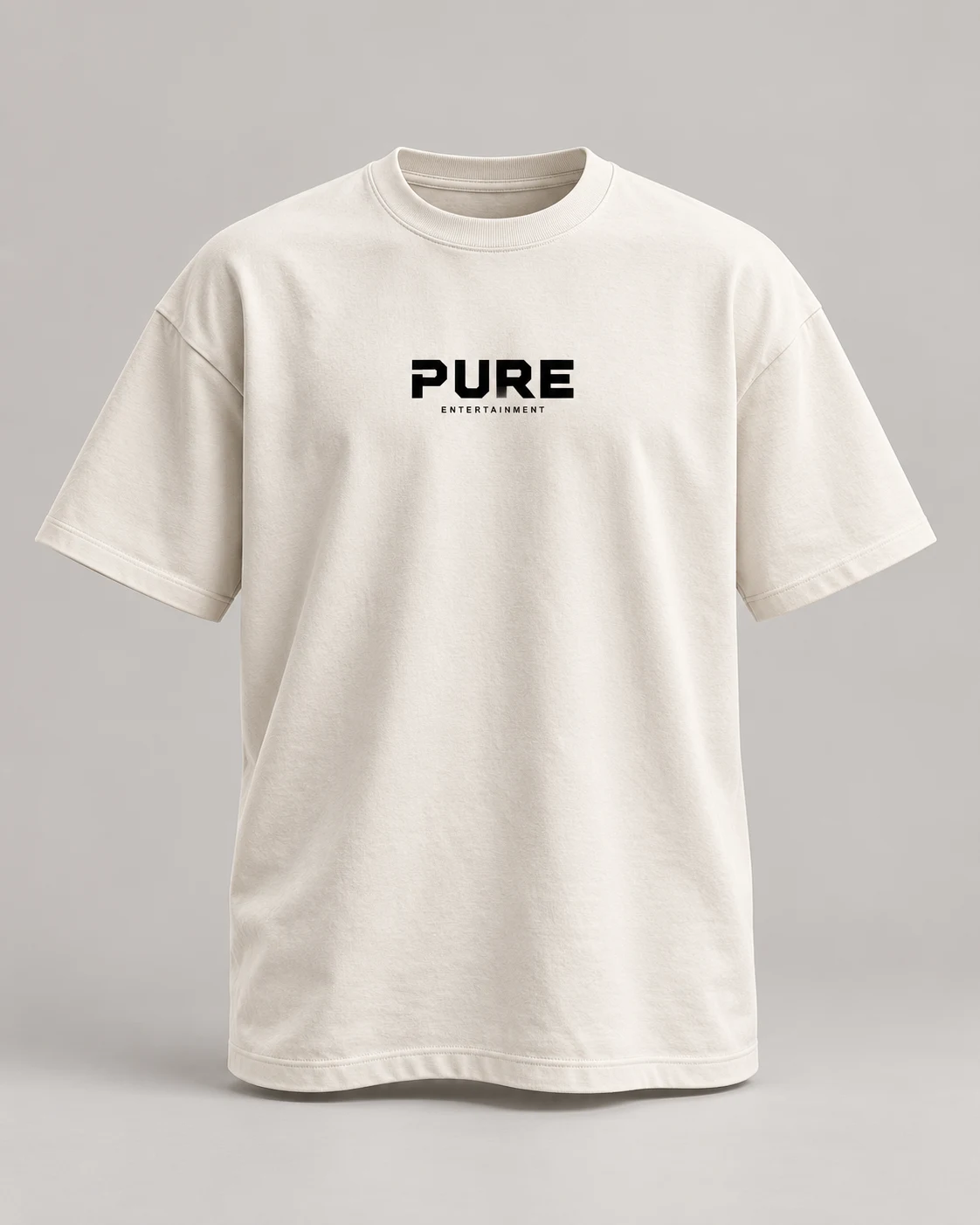 Bone PURE Entertainment T-shirt design mockup with black chest wordmark
